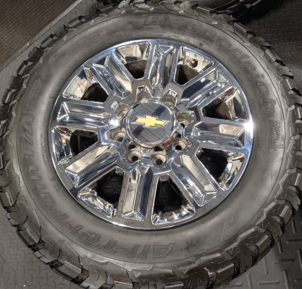 Chrome Chevrolet Silverado 2500HD / 3500HD High Country OEM 20” Wrapped in BFGoodrich All-Terrain T/A LT285/65R20