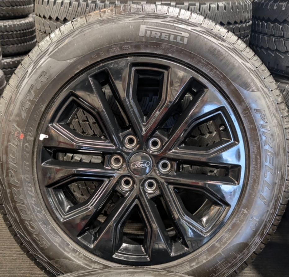 Gloss Black Ford F-150 OEM 20” Wrapped in Pirelli Scorpion ATR 275/60R20