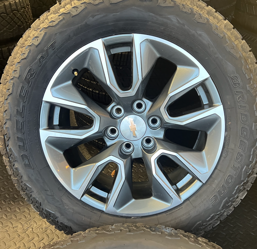 Machined Chevrolet Silverado 1500 RST OEM 20” Wrapped in Bridgestone Dueler A/T 275/60R20