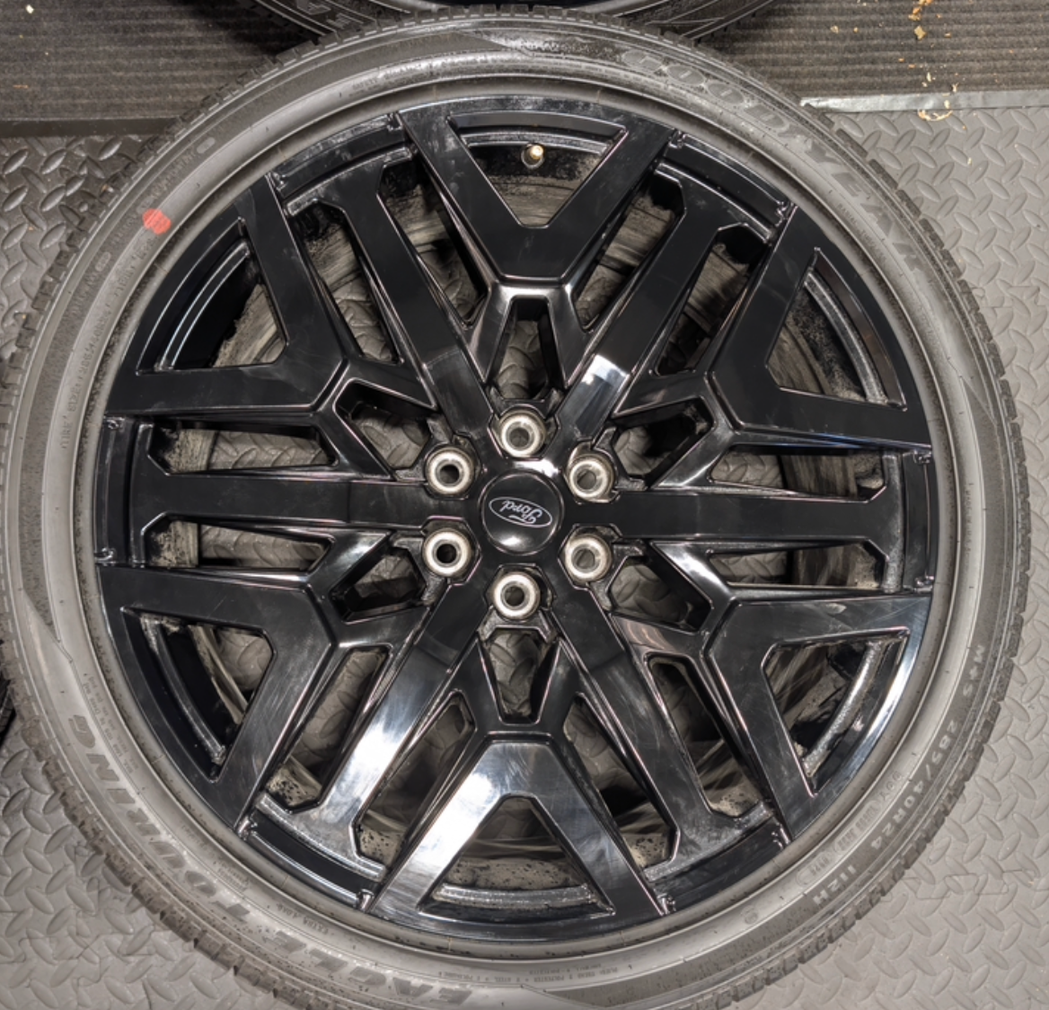 Gloss Black Ford Expedition / F-150 OEM 24” Wrapped in Goodyear Eagle Touring 285/40R24
