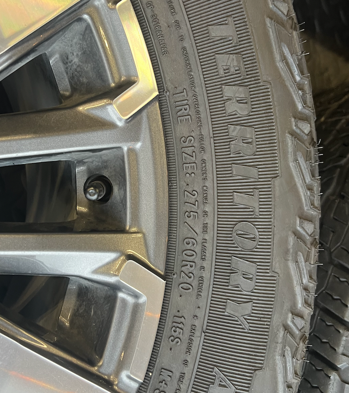 OEM 20” Machined Wheels wrapped in Goodyear Wrangler Territory M/T tires.