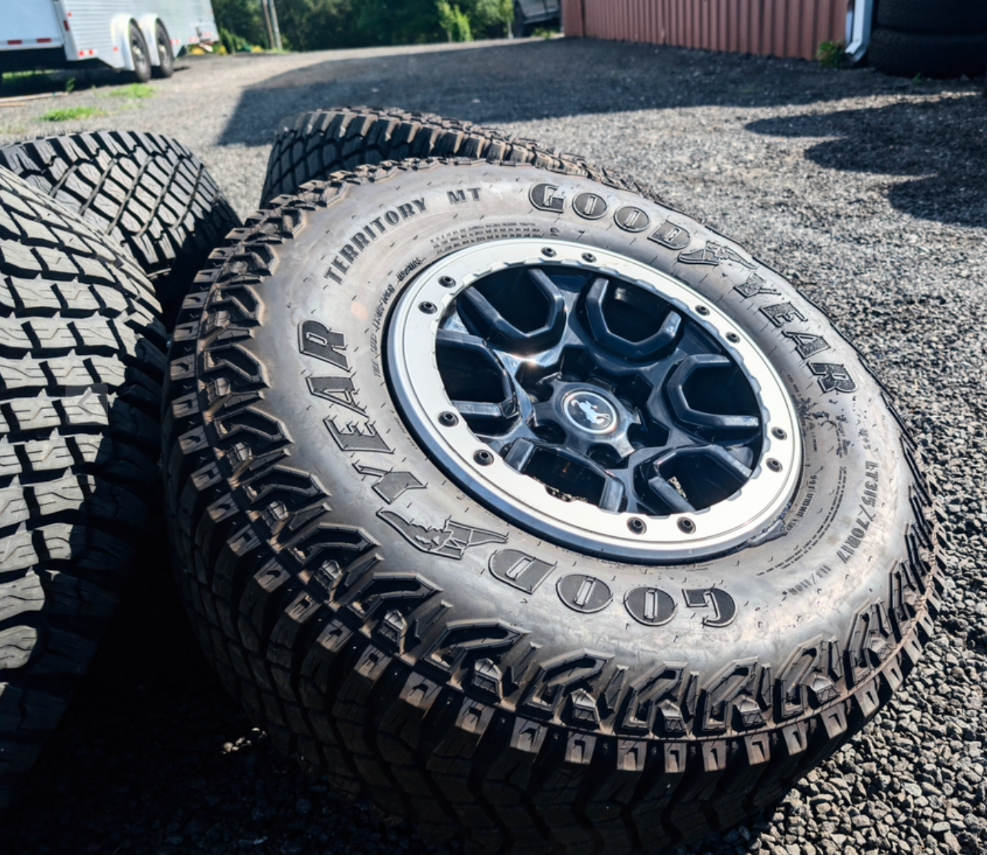 Machined Ford Bronco Sasquatch OEM 17” Wrapped in Goodyear Wrangler Territory M/T LT315/70R17