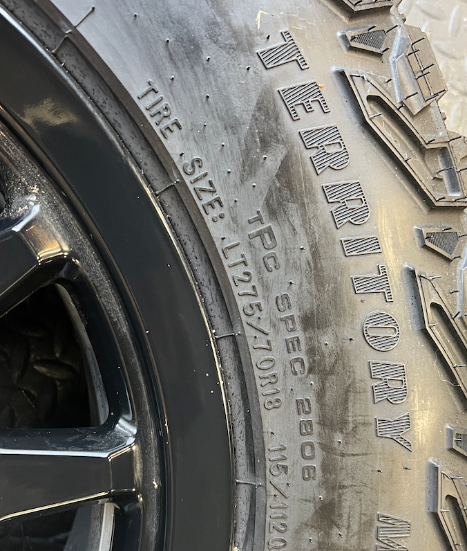 OEM 18” Wheels wrapped in Goodyear Wrangler Territory M/T tires.