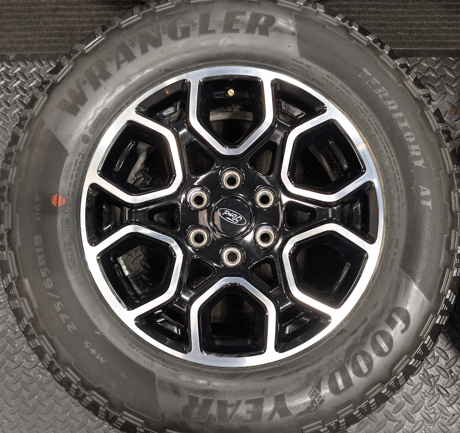 Machined Ford F-150 FX4 Off-Road OEM 18” Wrapped in Goodyear Wrangler Territory A/T 275/65R18