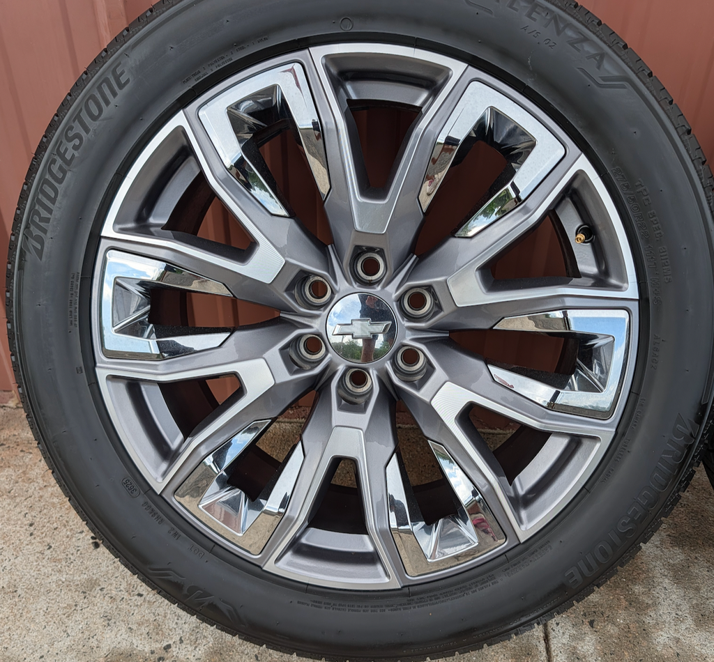 Machined Chevrolet Silverado 1500 High Country OEM 22” Wrapped in Bridgestone Alenza 275/50R22