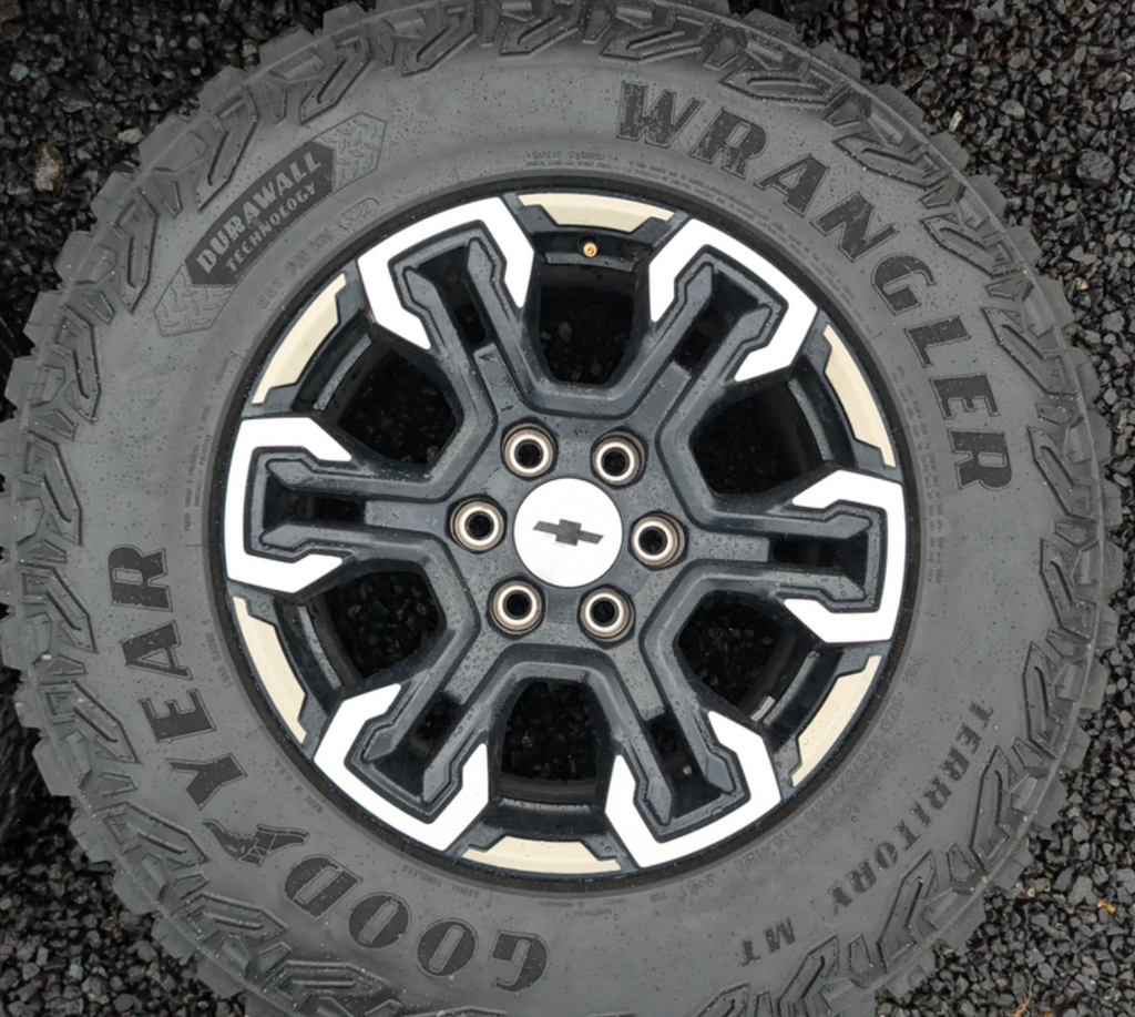 Machined Chevrolet Silverado 1500 ZR2 OEM 18” Wrapped in Goodyear Wrangler Territory M/T LT275/70R18