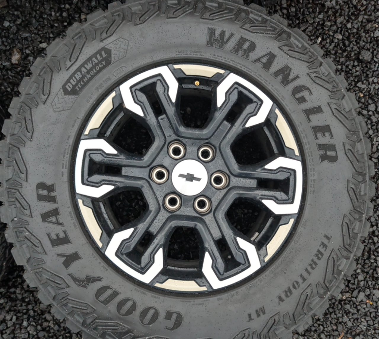 Machined Chevrolet Silverado 1500 ZR2 OEM 18” Wrapped in Goodyear Wrangler Territory M/T LT275/70R18