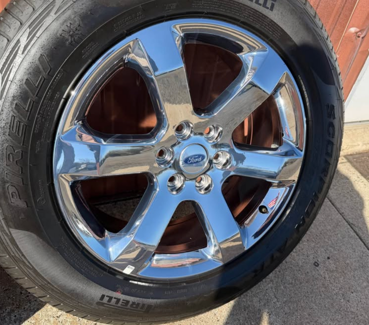 Chrome Ford F-150 Lariat OEM 20” Wrapped in Pirelli Scorpion ATR 275/60R20