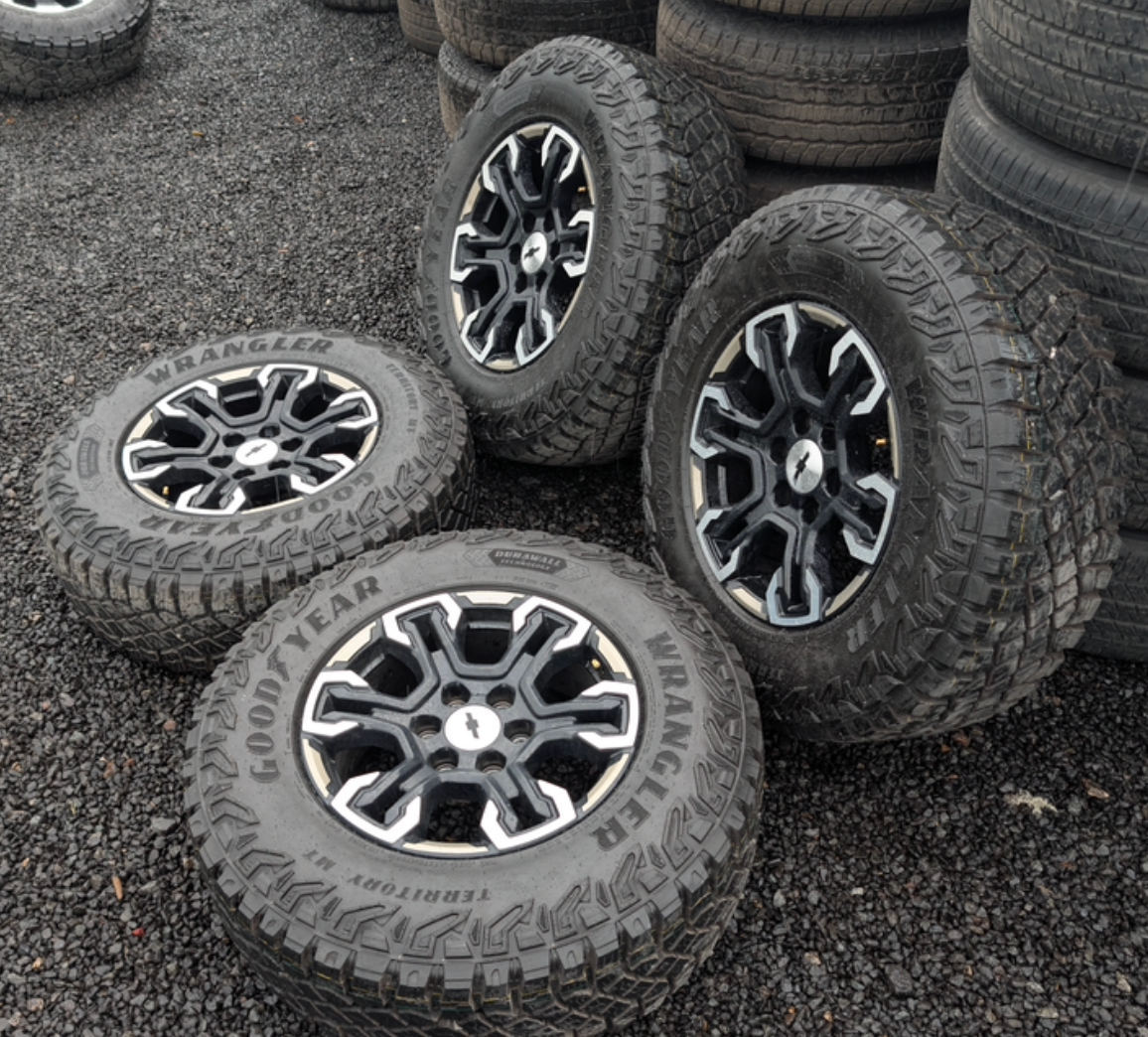 Machined Chevrolet Silverado 1500 ZR2 OEM 18” Wrapped in Goodyear Wrangler Territory M/T LT275/70R18