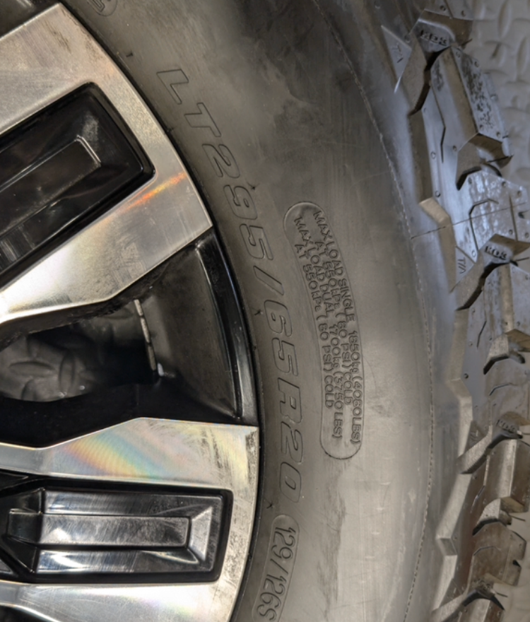 OEM 20” GMC Sierra Denali Ultimate 2500HD / 3500HD Machined Wheels wrapped in BFGoodrich All-Terrain T/A KO3 tires.