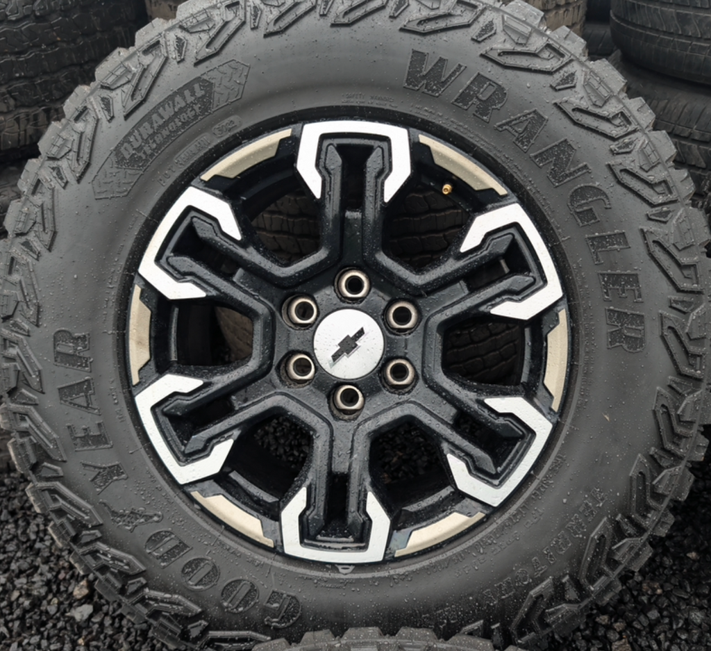 Machined Chevrolet Silverado 1500 ZR2 OEM 18” Wrapped in Goodyear Wrangler Territory M/T LT275/70R18