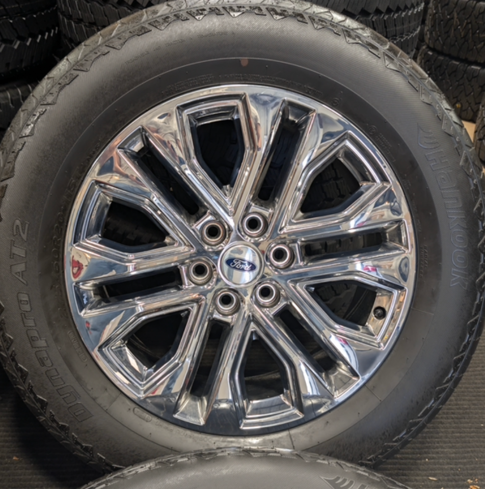 Chrome Ford F-150 OEM 20” Wrapped in Hankook Dynapro AT2 275/60R20