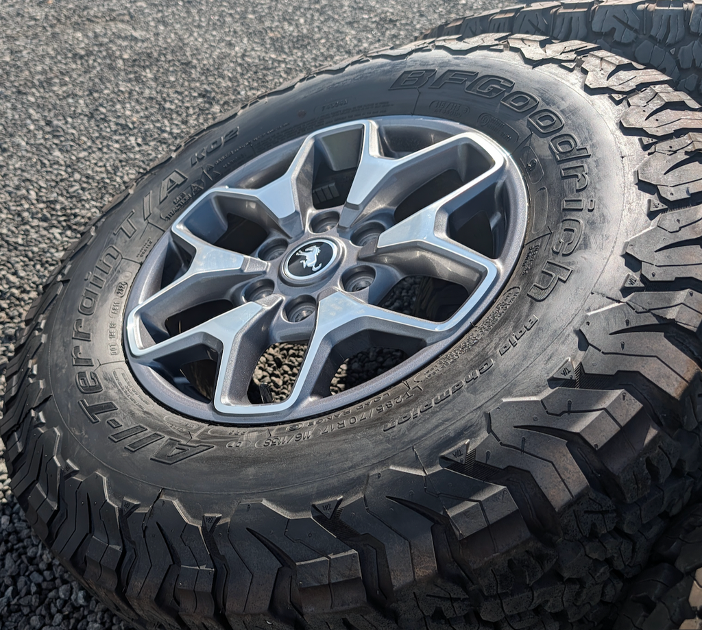 Machined Ford Bronco Wildtrak OEM 17” Wrapped in BFGoodrich All-Terrain T/A KO2 LT285/70R17
