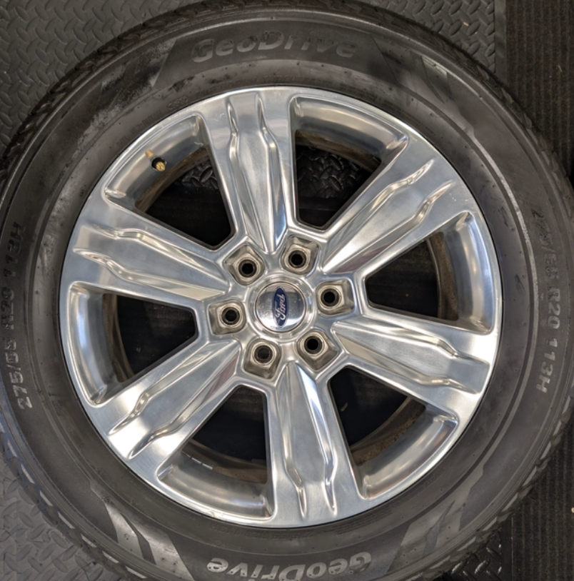 Machined Aluminum Ford F-150 OEM 20” Wrapped in Yokohama Geolandar G91F 275/55R20