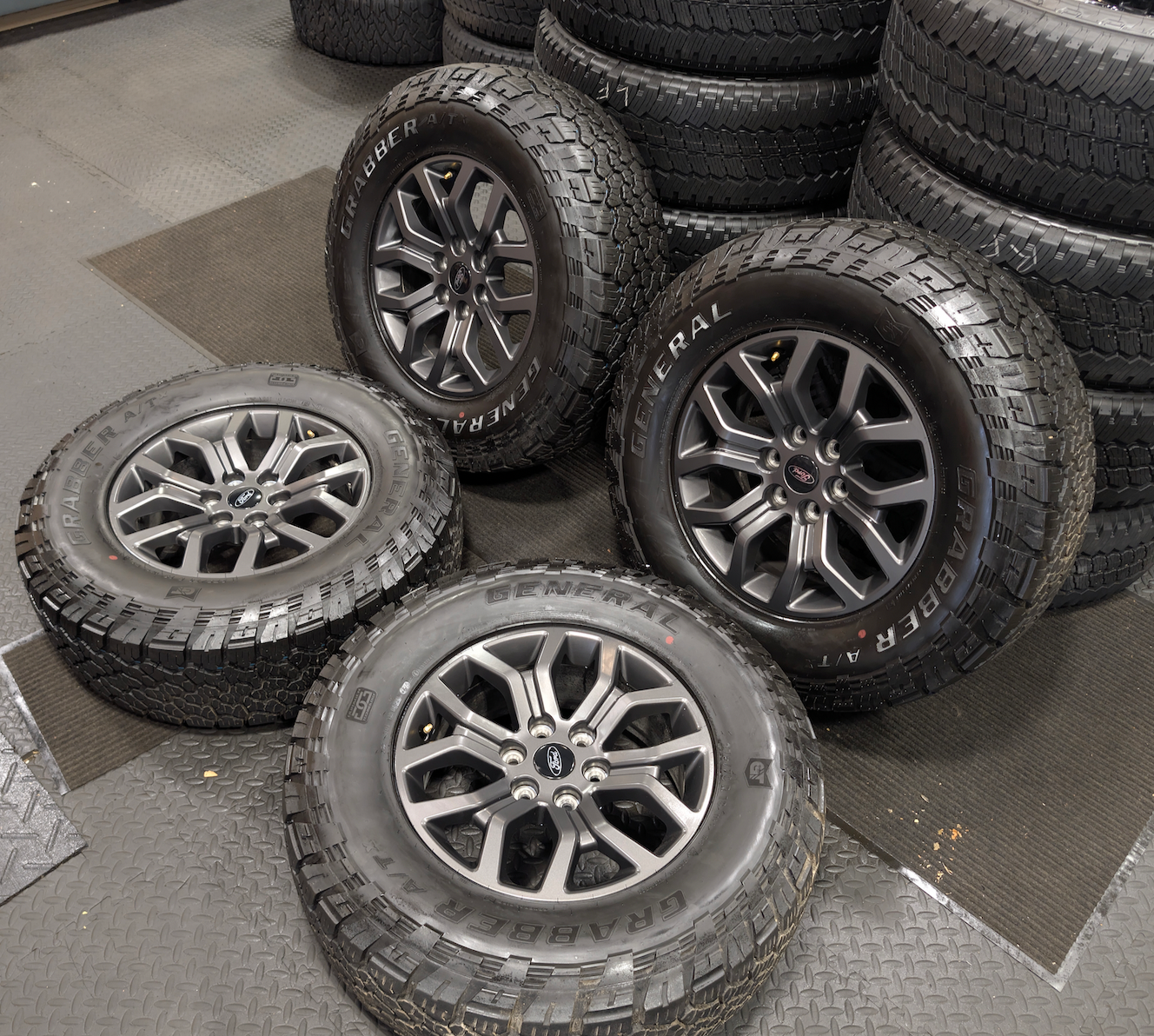 Gray Ford F-150 Tremor OEM 18” Wrapped in General Grabber A/TX 275/70R18