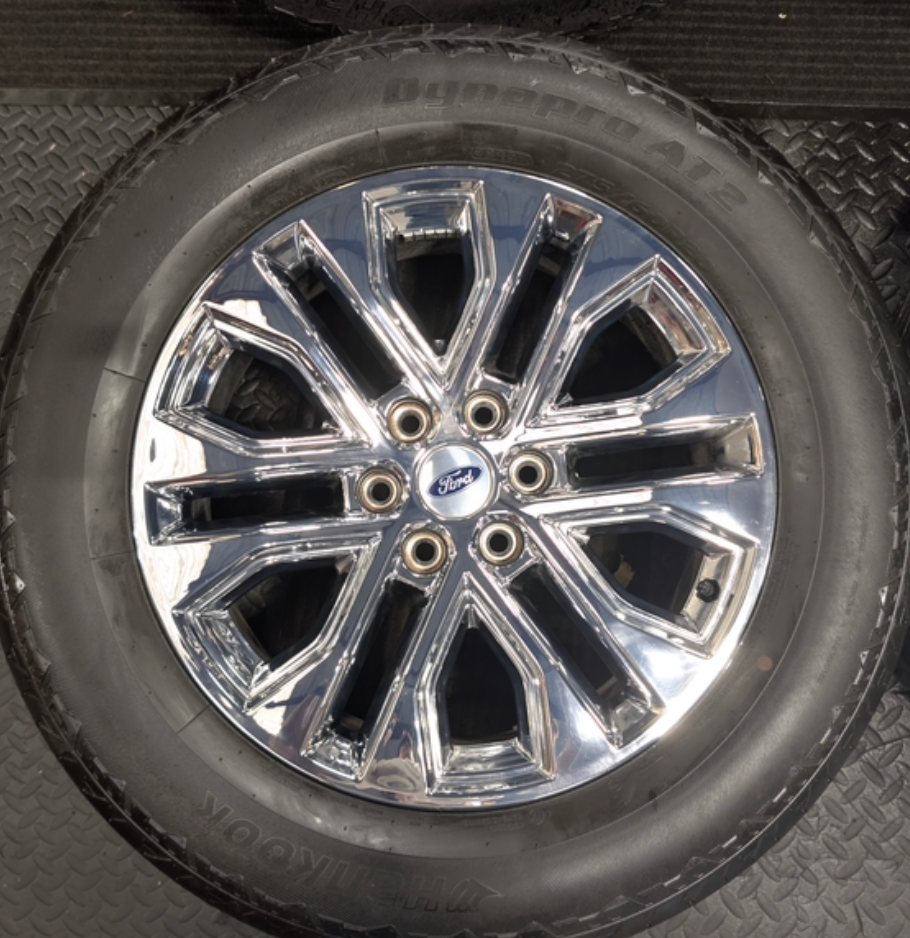 Chrome Ford F-150 OEM 20” Wrapped in Hankook Dynapro AT2 275/60R20