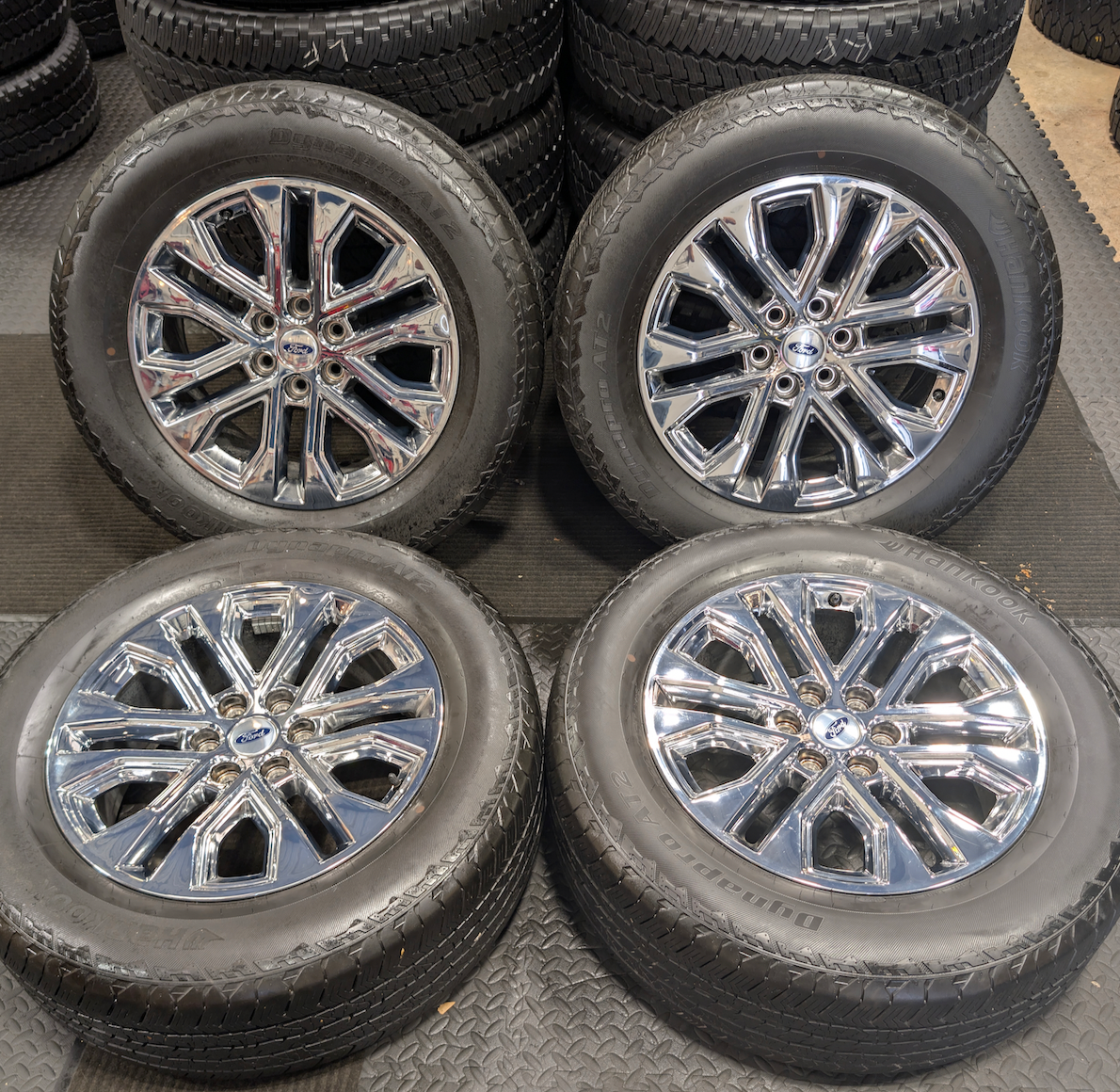 Chrome Ford F-150 OEM 20” Wrapped in Hankook Dynapro AT2 275/60R20