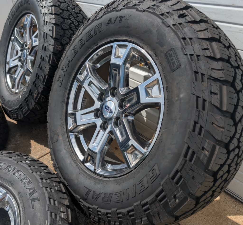 Chrome Ford F-150 XLT OEM 18” Wrapped in General Grabber A/T 275/70R18