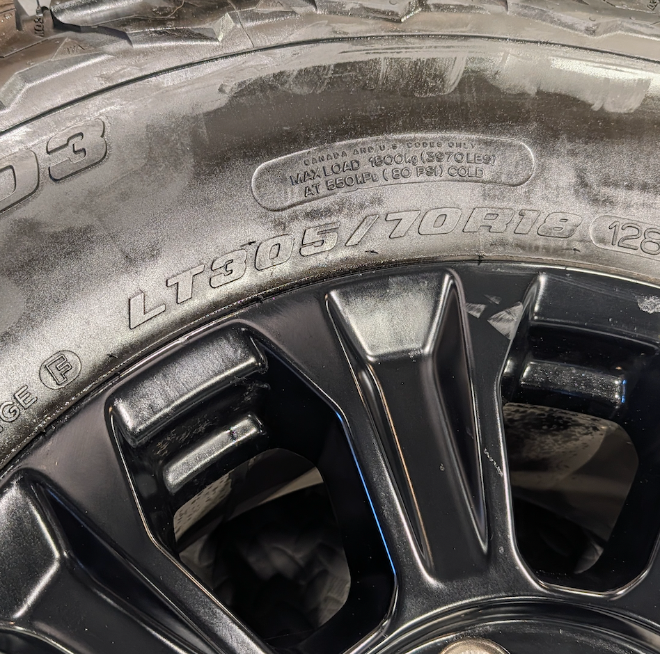 OEM 18” Ford F-250 / F-350 Tremor Wheels with Gloss Black Finish wrapped in BFGoodrich All-Terrain T/A KO3 tires.