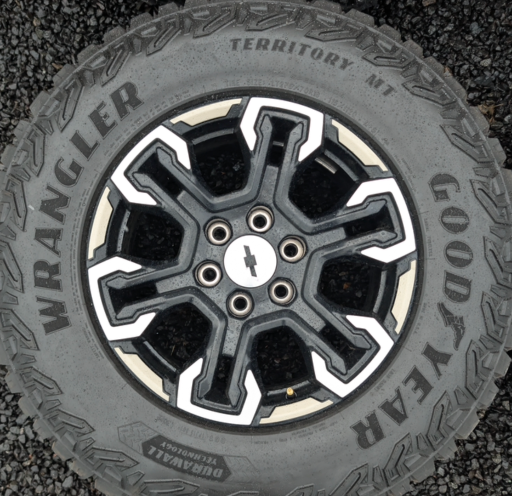 Machined Chevrolet Silverado 1500 ZR2 OEM 18” Wrapped in Goodyear Wrangler Territory M/T LT275/70R18
