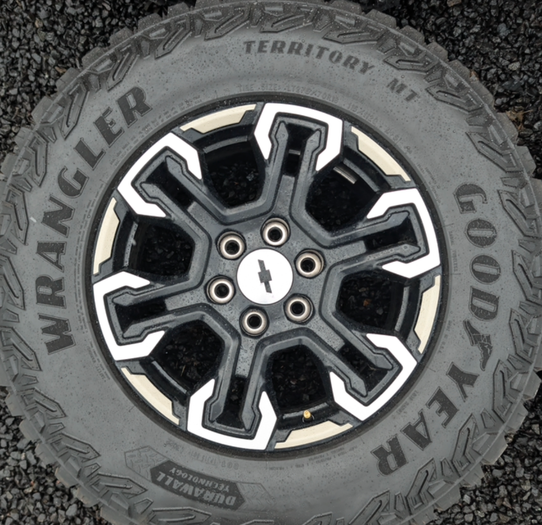 Machined Chevrolet Silverado 1500 ZR2 OEM 18” Wrapped in Goodyear Wrangler Territory M/T LT275/70R18
