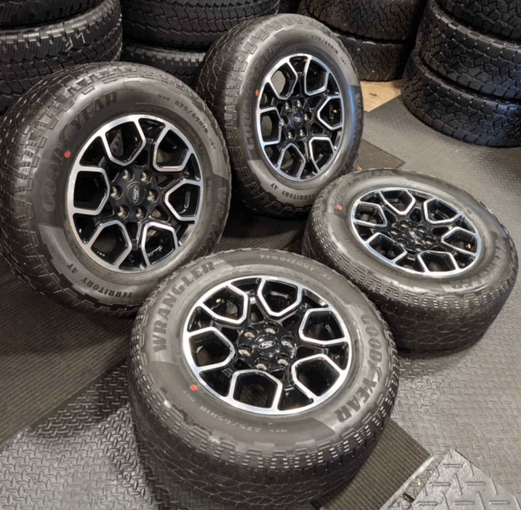 Machined Ford F-150 FX4 Off-Road OEM 18” Wrapped in Goodyear Wrangler Territory A/T 275/65R18