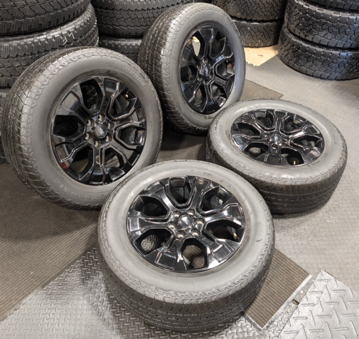 Gloss Black Ford F-150 OEM 20” Wrapped in Hankook Dynapro AT2 275/60R20