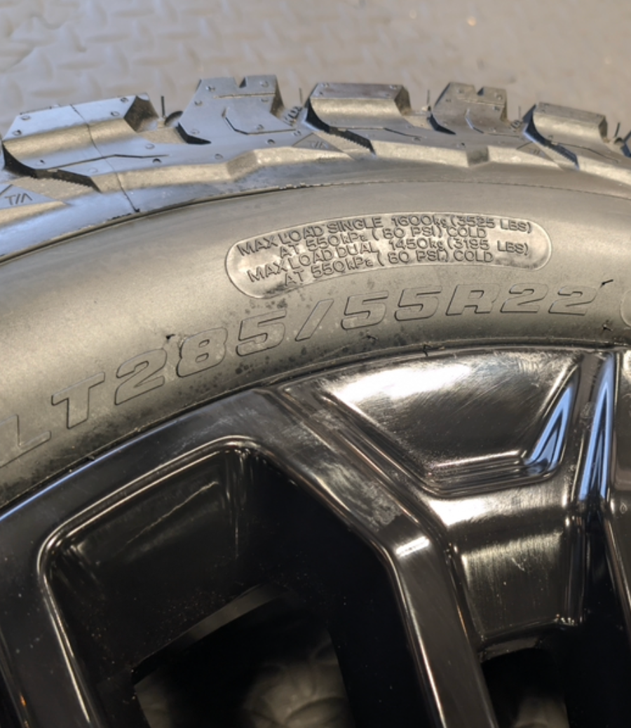 Gloss Black GM 2500HD / 3500HD OEM 22” Wrapped in BFGoodrich All-Terrain T/A KO2/KO3 LT285/55R22