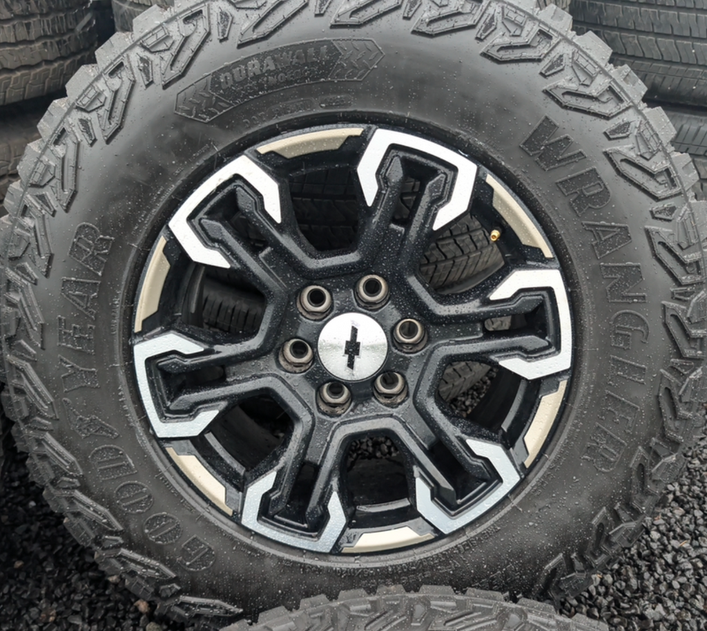 Machined Chevrolet Silverado 1500 ZR2 OEM 18” Wrapped in Goodyear Wrangler Territory M/T LT275/70R18