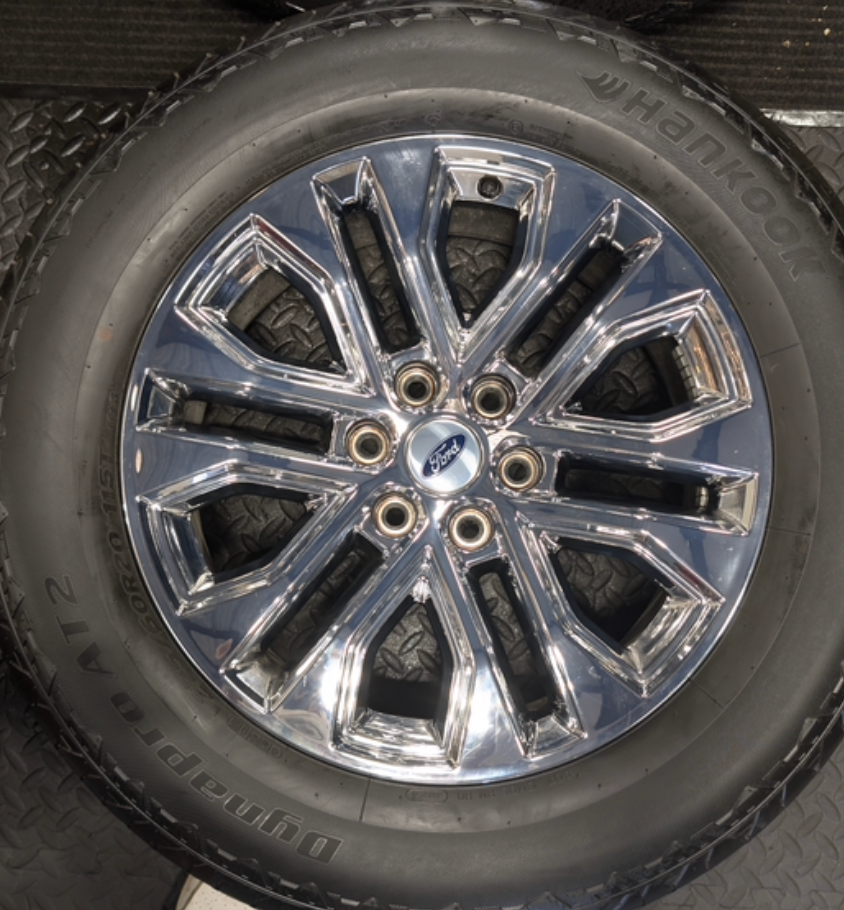 Chrome Ford F-150 OEM 20” Wrapped in Hankook Dynapro AT2 275/60R20