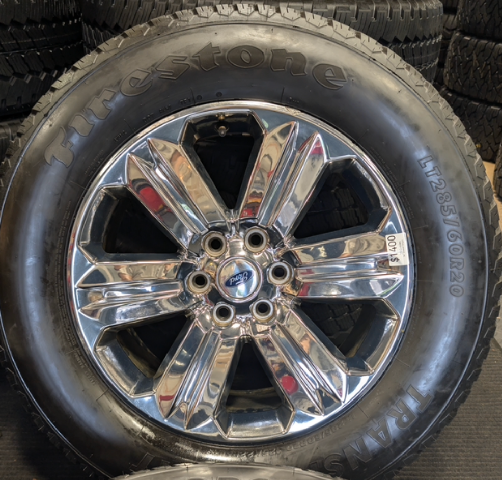 Chrome Ford F-150 OEM 20” Wrapped in Firestone Transforce A/T LT285/60R20