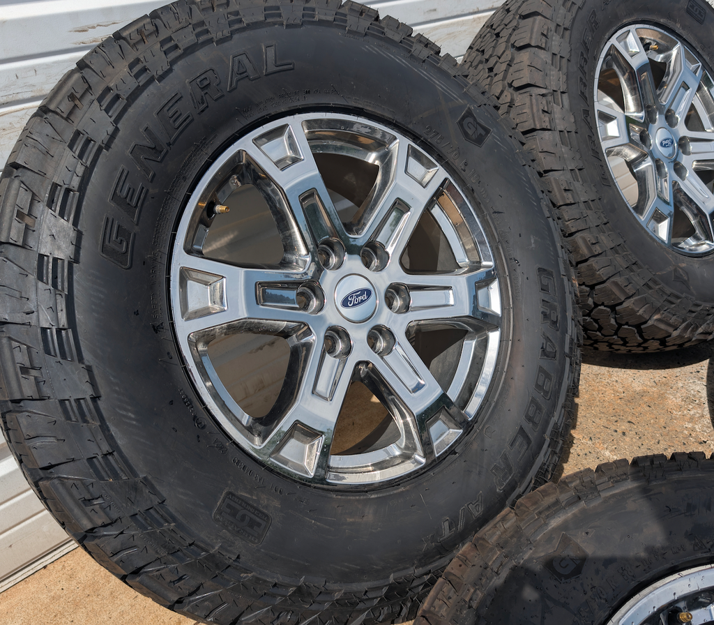 Chrome Ford F-150 XLT OEM 18” Wrapped in General Grabber A/T 275/70R18