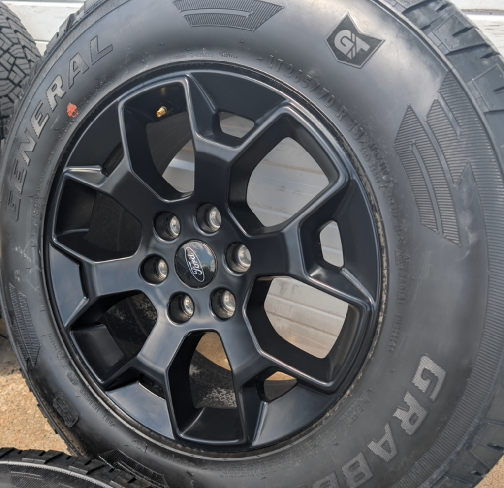 Matte Black Ford F-150 Tremor OEM 18” Wrapped in General Grabber APT LT265/70R18