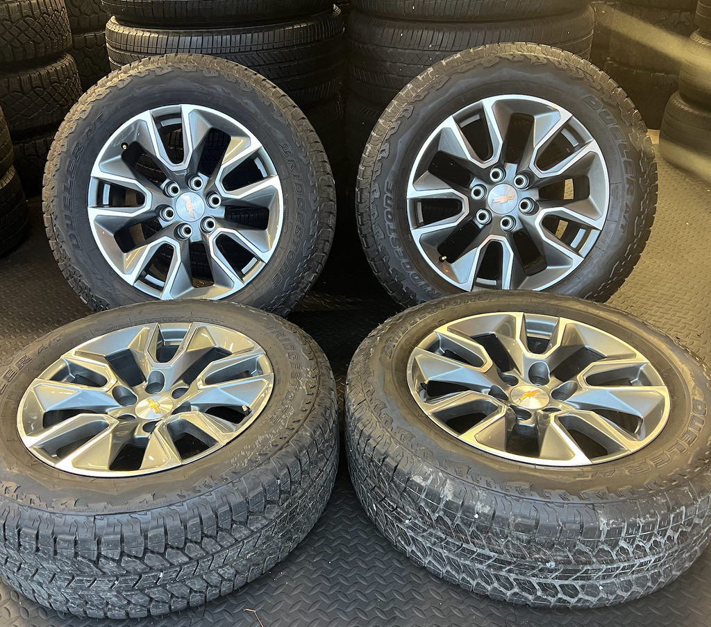 Machined Chevrolet Silverado 1500 RST OEM 20” Wrapped in Bridgestone Dueler A/T 275/60R20