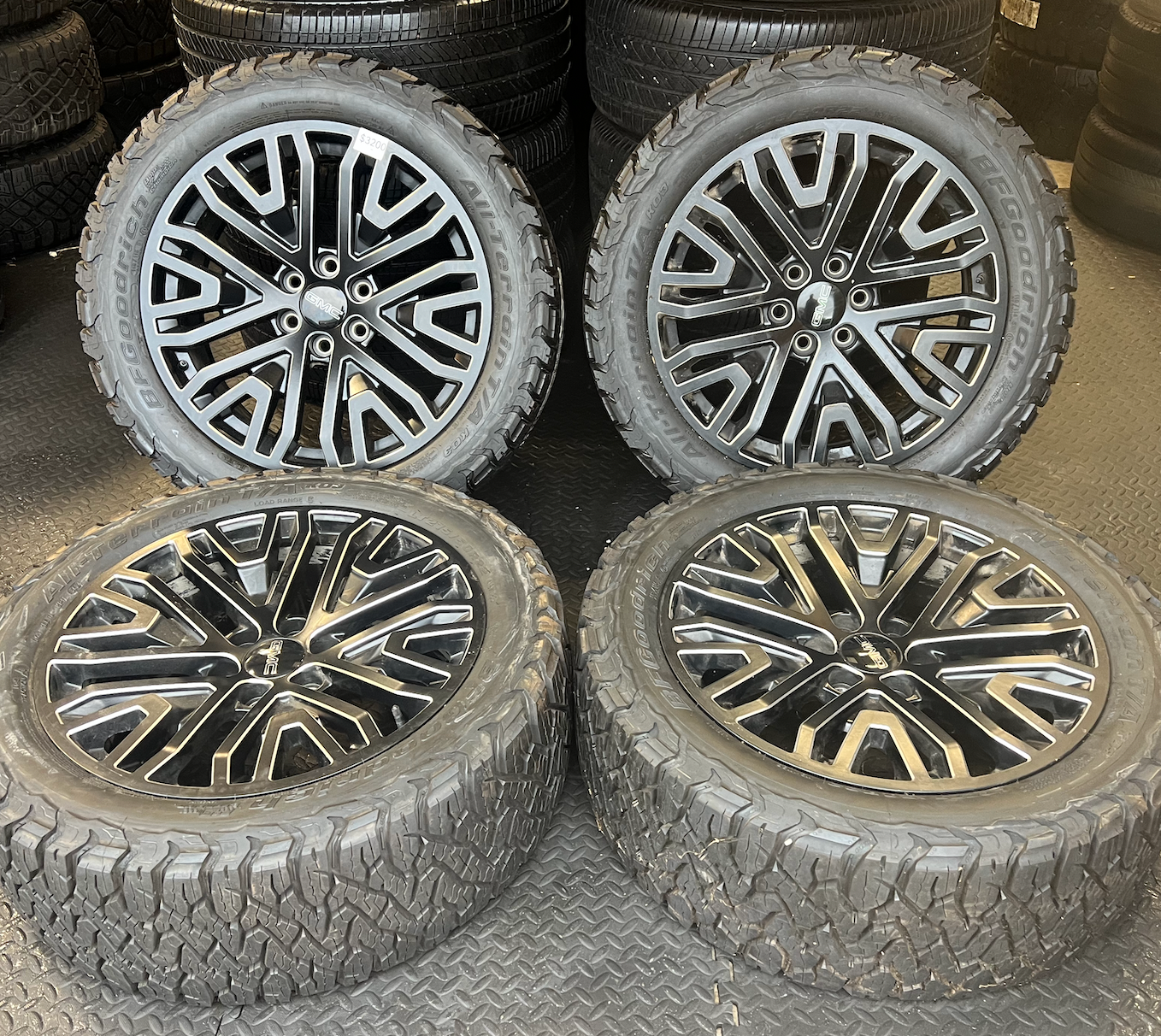 OEM 22”  Wheels wrapped in BFGoodrich All-Terrain T/A tires.