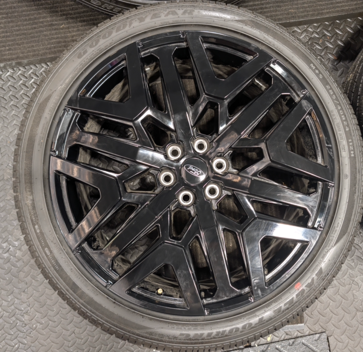 Gloss Black Ford Expedition / F-150 OEM 24” Wrapped in Goodyear Eagle Touring 285/40R24