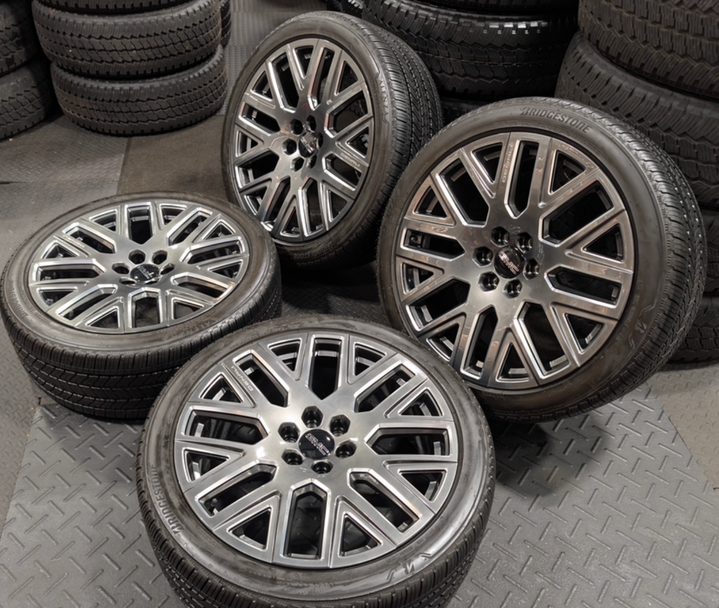 Machined GMC Yukon Denali Ultimate OEM 24” Wrapped in Bridgestone Alenza A/S 02 285/40R24
