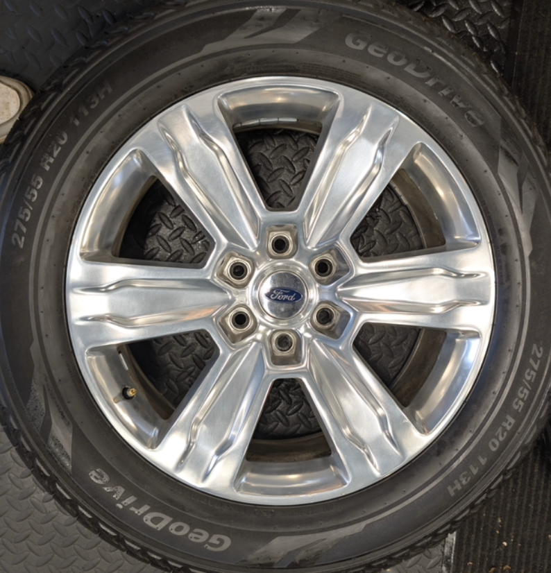Machined Aluminum Ford F-150 OEM 20” Wrapped in Yokohama Geolandar G91F 275/55R20