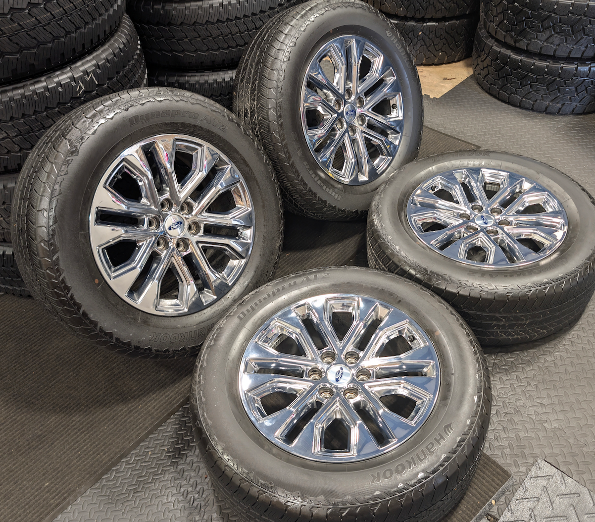 Chrome Ford F-150 OEM 20” Wrapped in Hankook Dynapro AT2 275/60R20