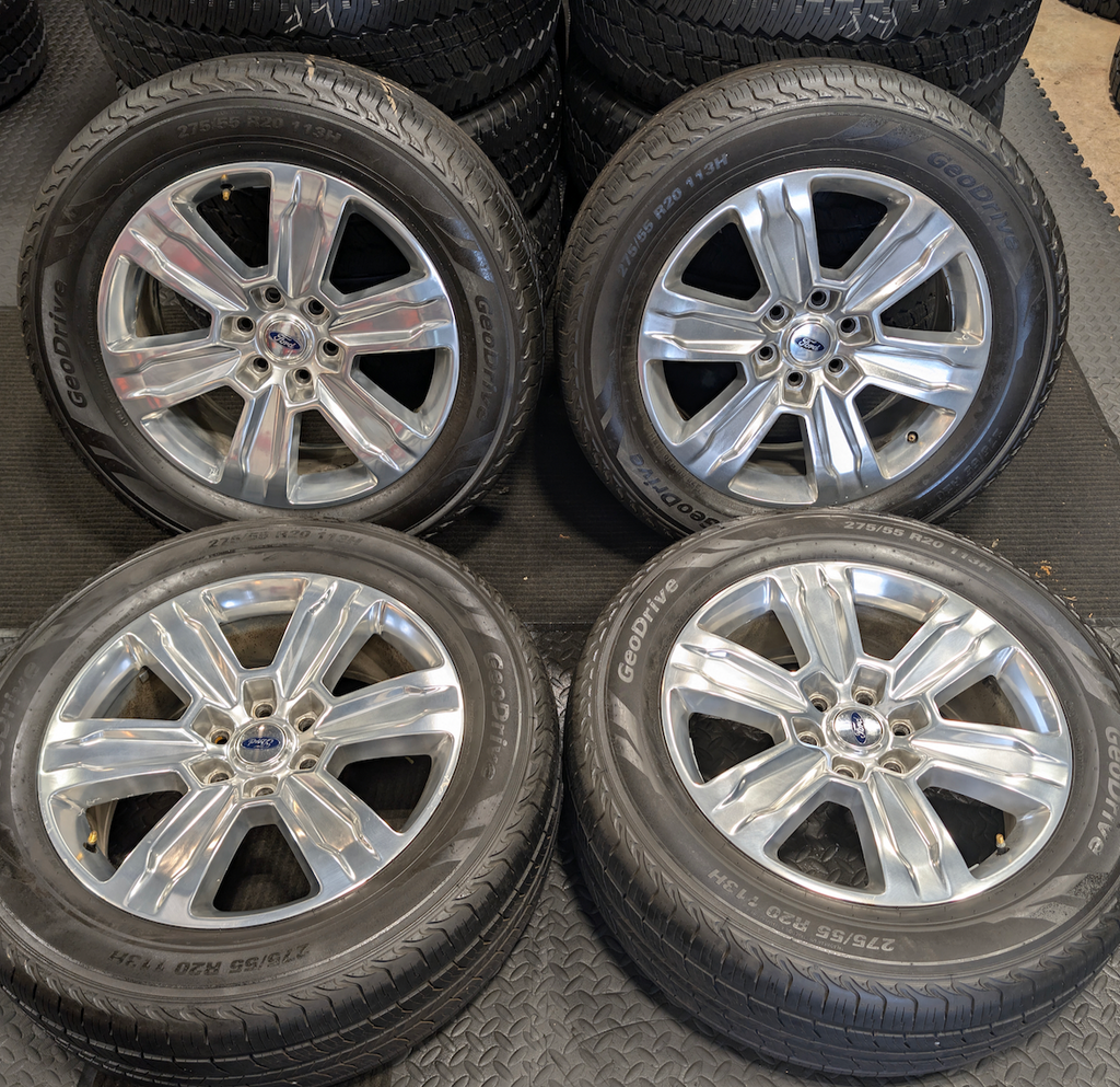 Machined Aluminum Ford F-150 OEM 20” Wrapped in Yokohama Geolandar G91F 275/55R20