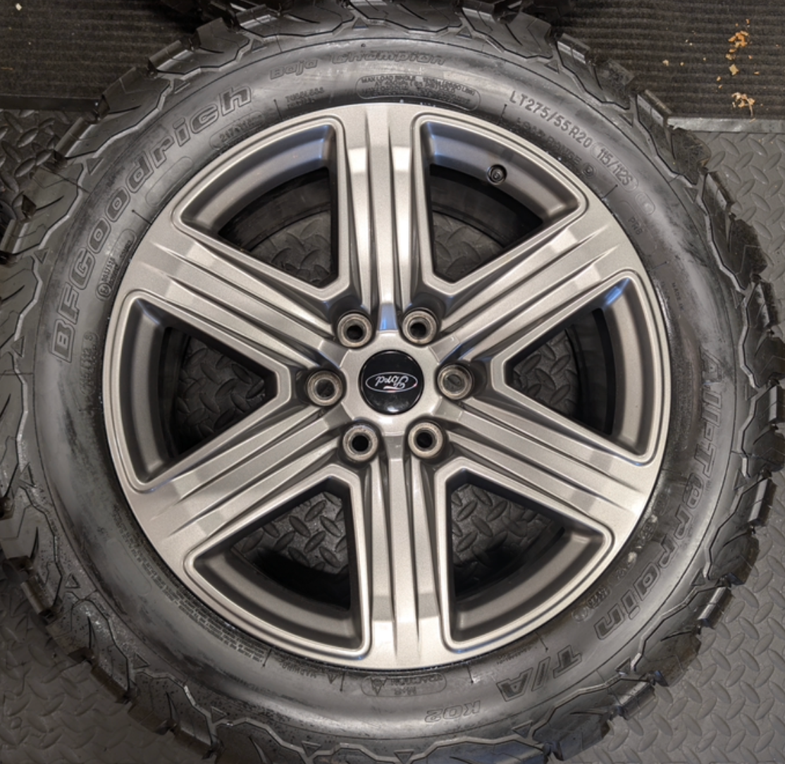 Gray Ford F-150 Tremor OEM 20” Wrapped in BFGoodrich All-Terrain T/A KO2 275/55R20
